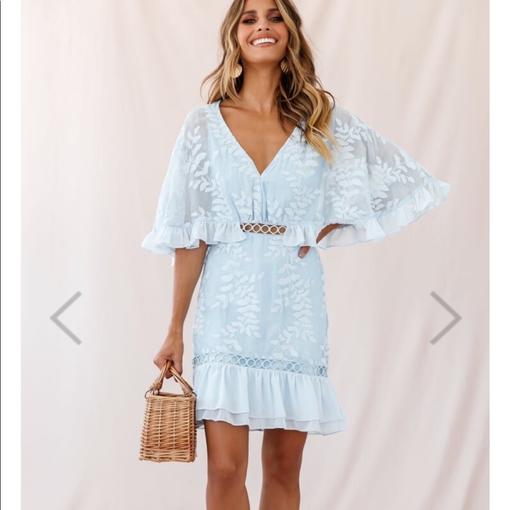 Selfie Leslie Caspar Embroidered Dress Blue Small